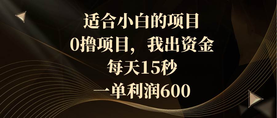 适合小白的项目，0撸项目，我出资金，每天15秒，一单利润600-靠谱项目库