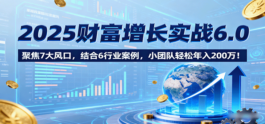 2025财富增长实战6.0，聚焦7大风口，结合6行业案例，小团队轻松年入200万！-靠谱项目库
