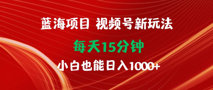 蓝海项目视频号新玩法 每天15分钟 小白也能日入1000+-靠谱项目库