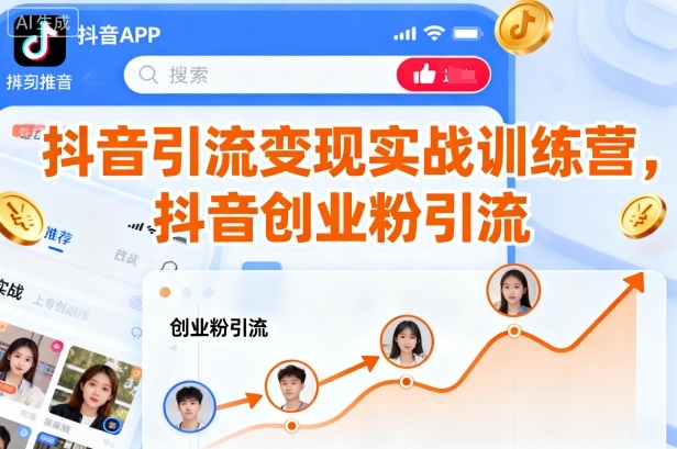 抖音引流变现实战训练营，抖音创业粉引流-靠谱项目库