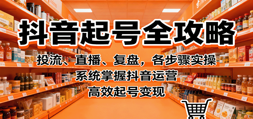 抖音起号全攻略，投流、直播、复盘，各步骤实操，系统掌握抖音运营，高效起号变现-靠谱项目库
