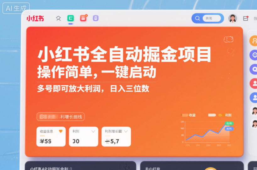 小红书全自动掘金项目，操作简单，一键启动，多号即可放大利润，日入三位数【揭秘】-靠谱项目库