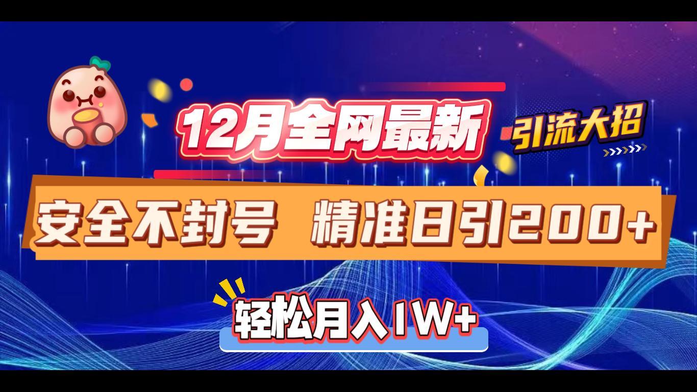 12月全网最新引流大招 安全不封号 日引精准粉200+-靠谱项目库