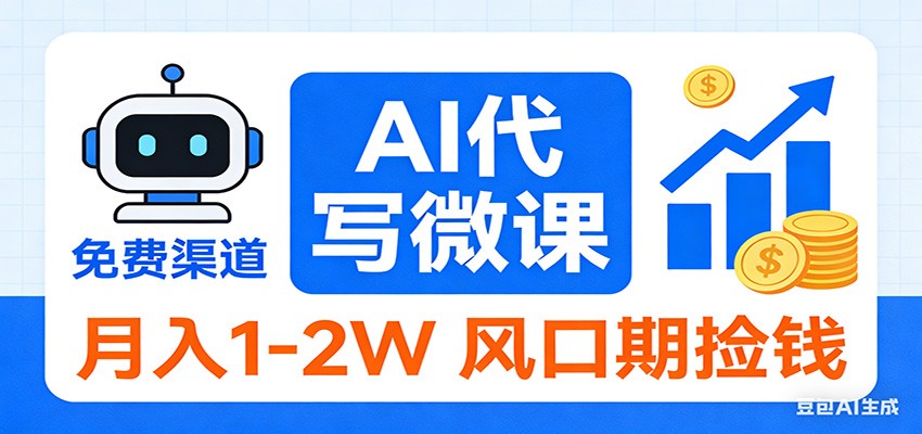 2026告别打工！AI 代写微课，提供免费渠道，月入 1-2W 风口期捡钱-靠谱项目库