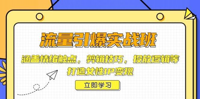 流量引爆实战班，涵盖情绪触点，剪辑技巧，投放逻辑等，打造女性IP变现-靠谱项目库