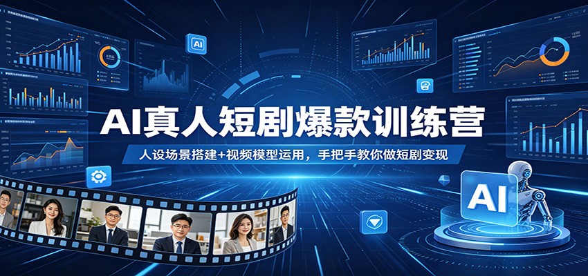 AI真人短剧爆款训练营：人设场景搭建+视频模型运用，手把手教你做短剧变现-靠谱项目库