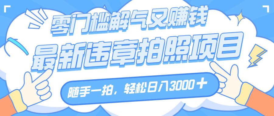 解气又赚钱的项目，随手一拍，轻松收入3000+，最新违章拍照赚钱-靠谱项目库