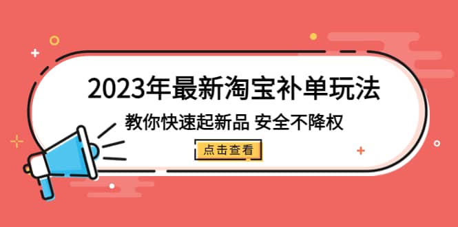 2023年最新淘宝补单玩法，教你快速起·新品，安全·不降权（18课时）-靠谱项目库