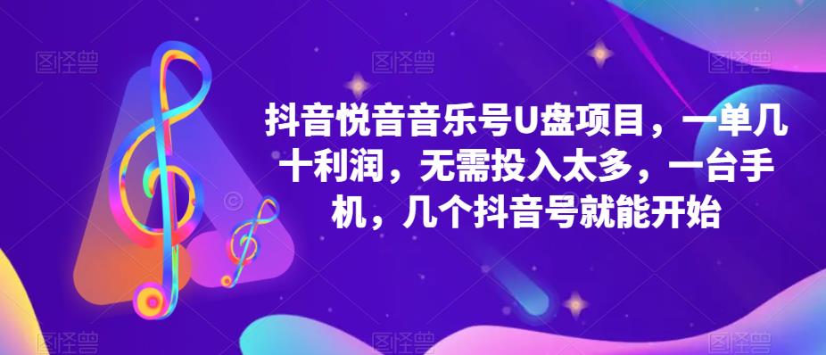 抖音音乐号U盘项目 一单几十利润 无需投入太多 一台手机 几个抖音号就开始-靠谱项目库