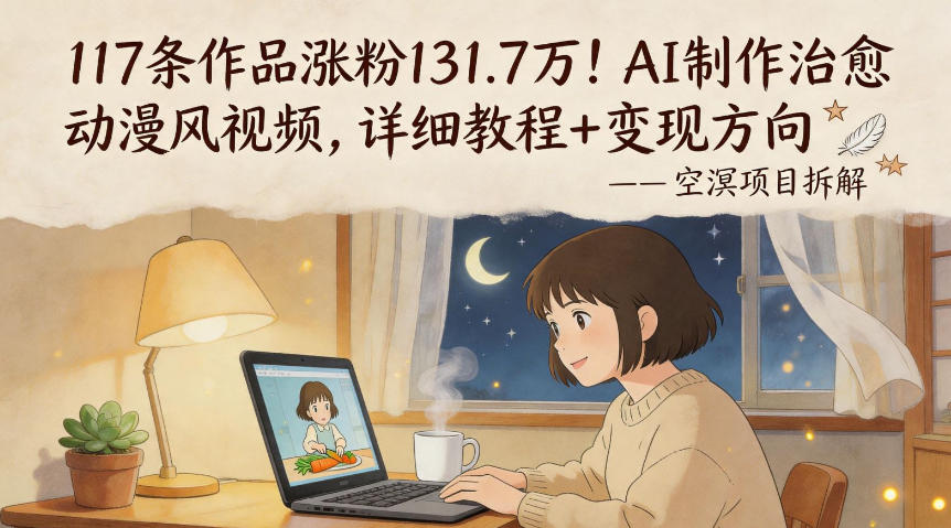 117条作品涨粉131.7W！AI制作治愈动漫风视频，详细教程+变现方向-靠谱项目库