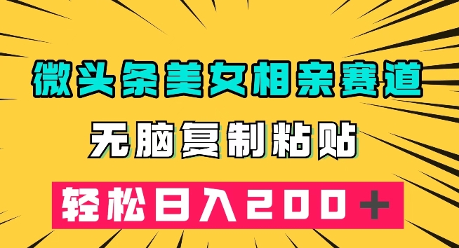 微头条冷门美女相亲赛道，无脑复制粘贴，轻松日入200＋【揭秘】-靠谱项目库