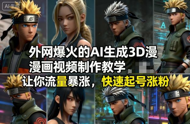 外网爆火的AI生成3D漫画视频制作教学，让你流量暴涨，快速起号涨粉！-靠谱项目库