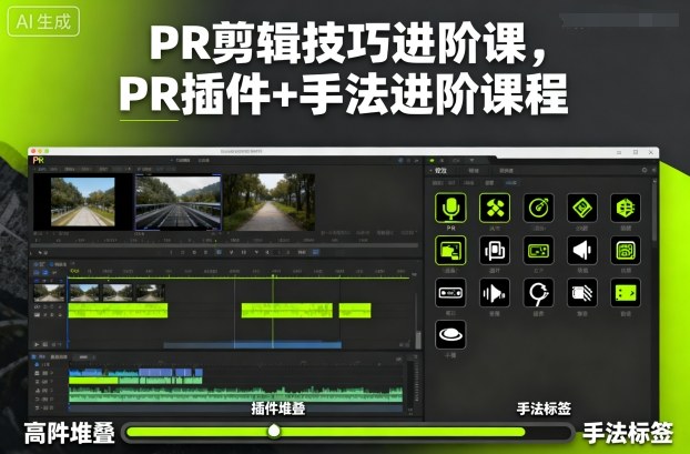 PR剪辑技巧进阶课，PR插件+手法进阶课程-靠谱项目库