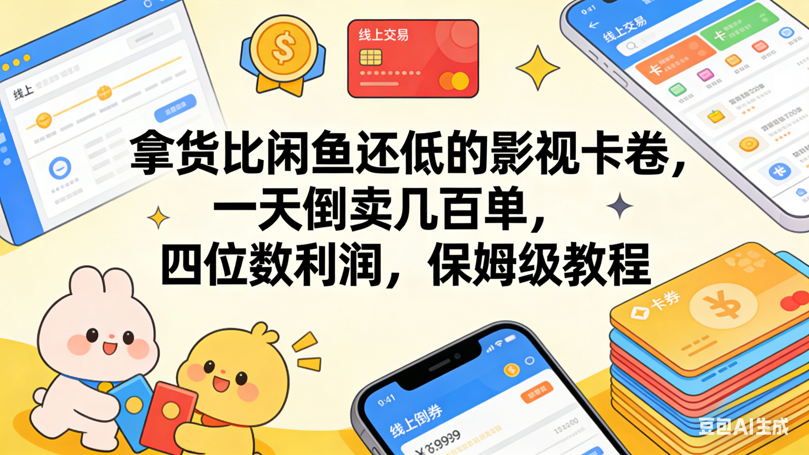 拿货比闲鱼还低的影视卡卷，一天倒卖几百单，四位数利润，保姆级教程-靠谱项目库