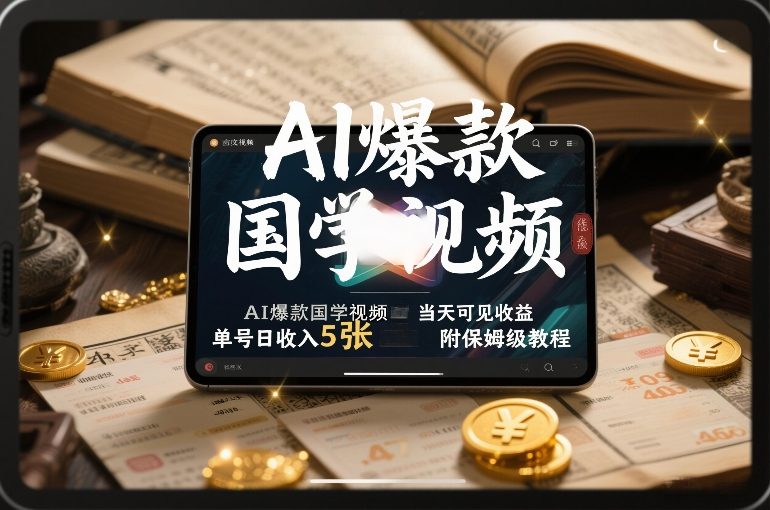 AI爆款国学视频，独家起号方法，小白直接上手，当天可见收益，单号日收入5张+附保姆级教程-靠谱项目库