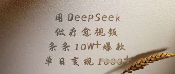 用DeepSeek做疗愈视频，条条10W+爆款，单日变现多张-靠谱项目库