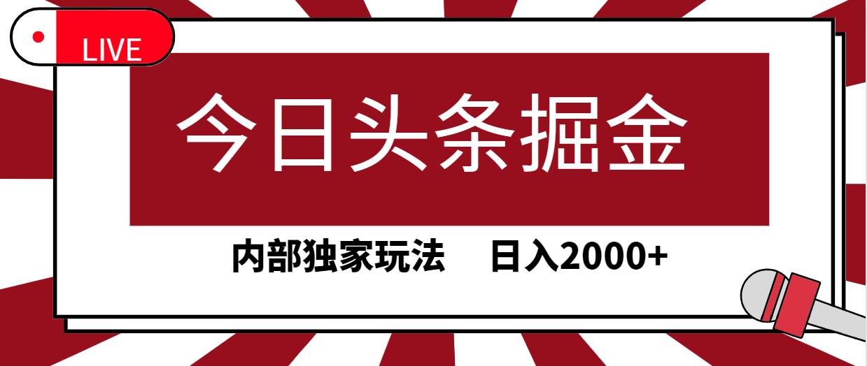 （9832期）今日头条掘金，30秒一篇文章，内部独家玩法，日入2000+-靠谱项目库