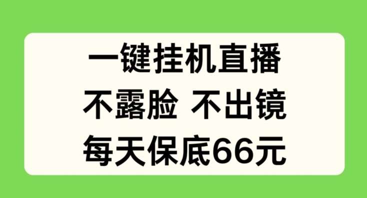 一键挂JI直播，不露脸不出境，每天保底66元【揭秘】-靠谱项目库