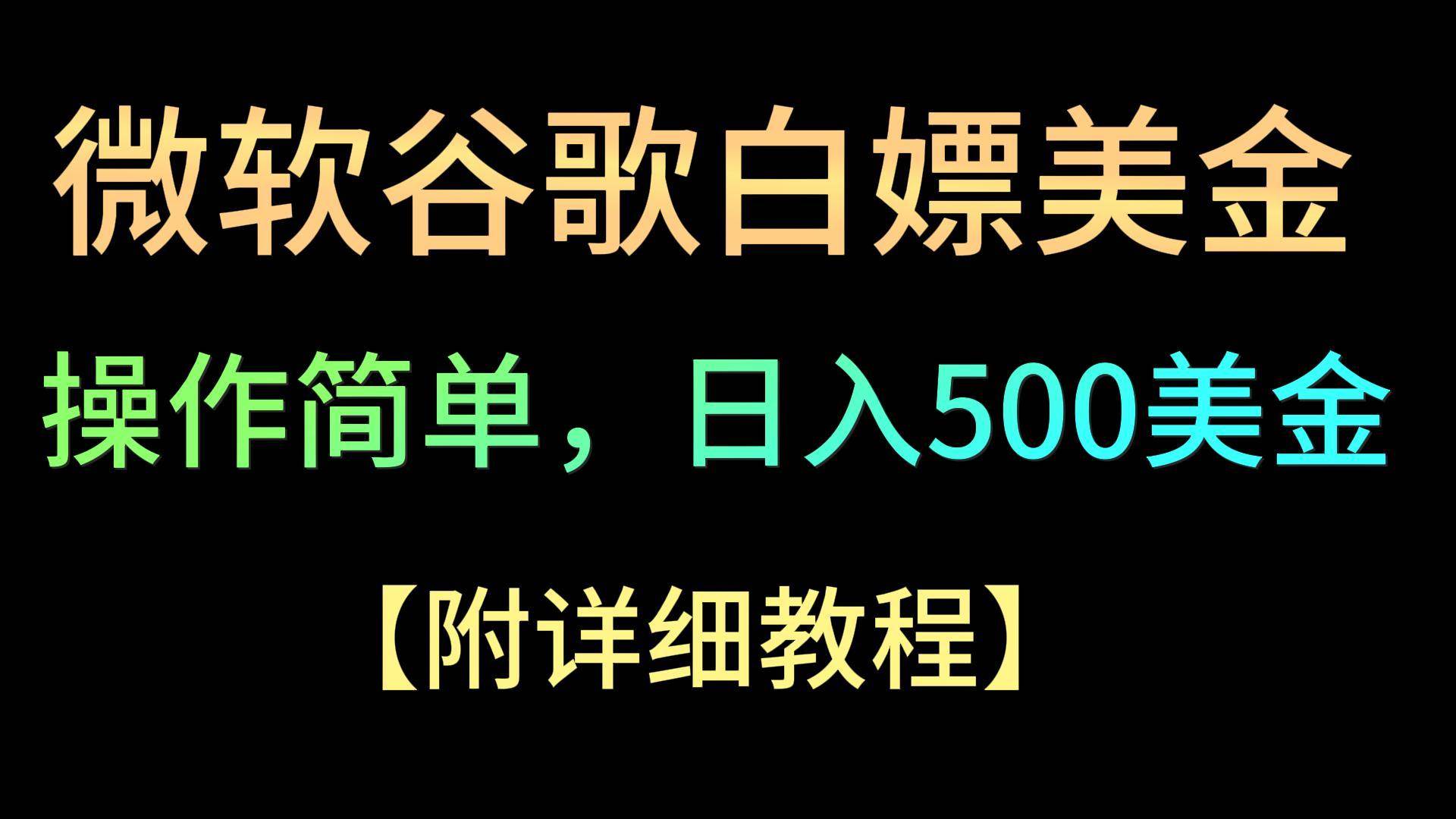 微软谷歌项目3.0，轻松日赚500+美金，操作简单，小白也可轻松入手！-靠谱项目库