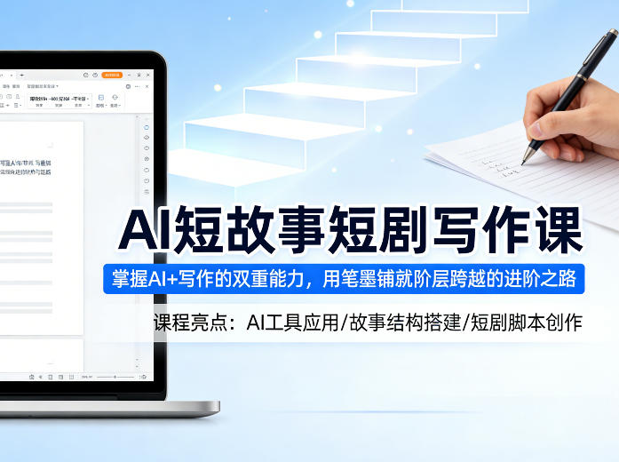 AI短故事短剧写作课，掌握AI+写作的双重能力，用笔墨铺就阶层跨越的进阶之路-靠谱项目库