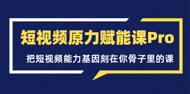 短视频原力赋能课Pro，把短视频能力基因刻在你骨子里的课（价值4999元）-靠谱项目库