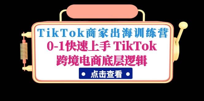 TikTok商家出海训练营：0-1快速上手 TikTok跨境电商底层逻辑(无水印)-靠谱项目库