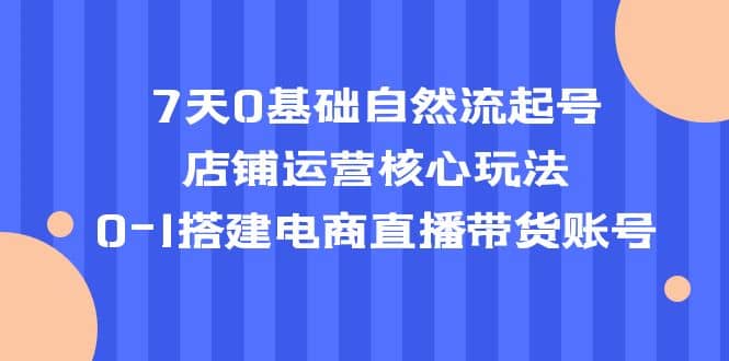 7天0基础自然流起号，店铺运营核心玩法，0-1搭建电商直播带货账号-靠谱项目库