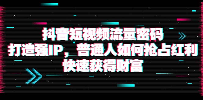 抖音短视频流量密码：打造强IP，普通人如何抢占红利，快速获得财富-靠谱项目库