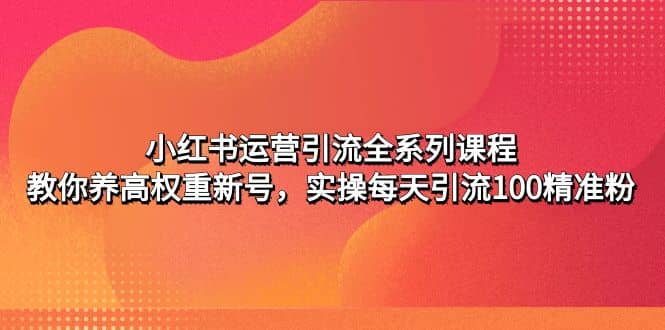 小红书运营引流全系列课程：教你养高权重新号-靠谱项目库