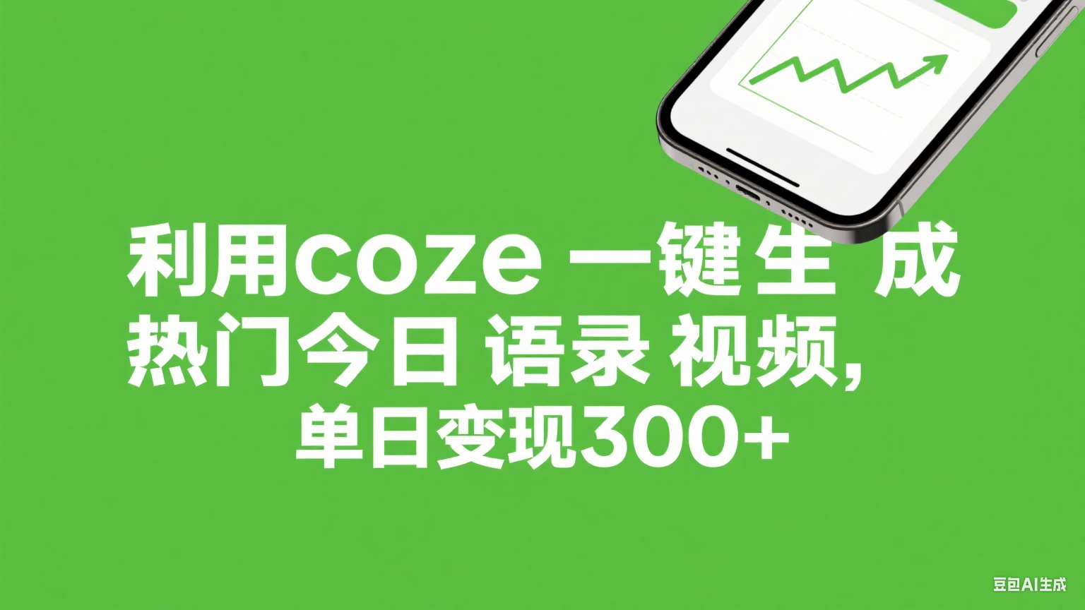 利用coze一键生成热门今日语录视频，单日变现300+-靠谱项目库