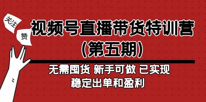 视频号直播带货特训营（第五期）无需囤货 新手可做 已实现稳定出单和盈利-靠谱项目库