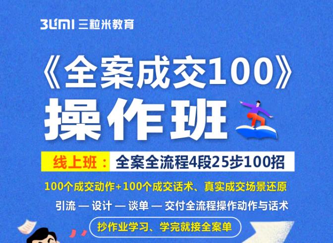 《全案成交100》全案全流程4段25步100招，操作班-靠谱项目库