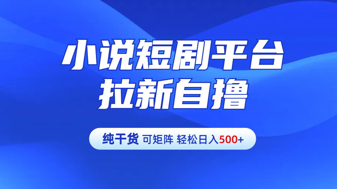 【纯干货】小说短剧平台拉新自撸玩法详解-单人轻松日入500+-靠谱项目库