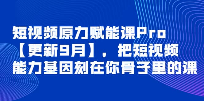 短视频原力赋能课Pro【更新9月】，把短视频能力基因刻在你骨子里的课-靠谱项目库