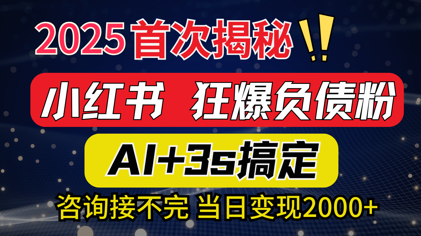 2025引流天花板：最新小红书狂暴负债粉思路，咨询接不断，当日入2000+-靠谱项目库