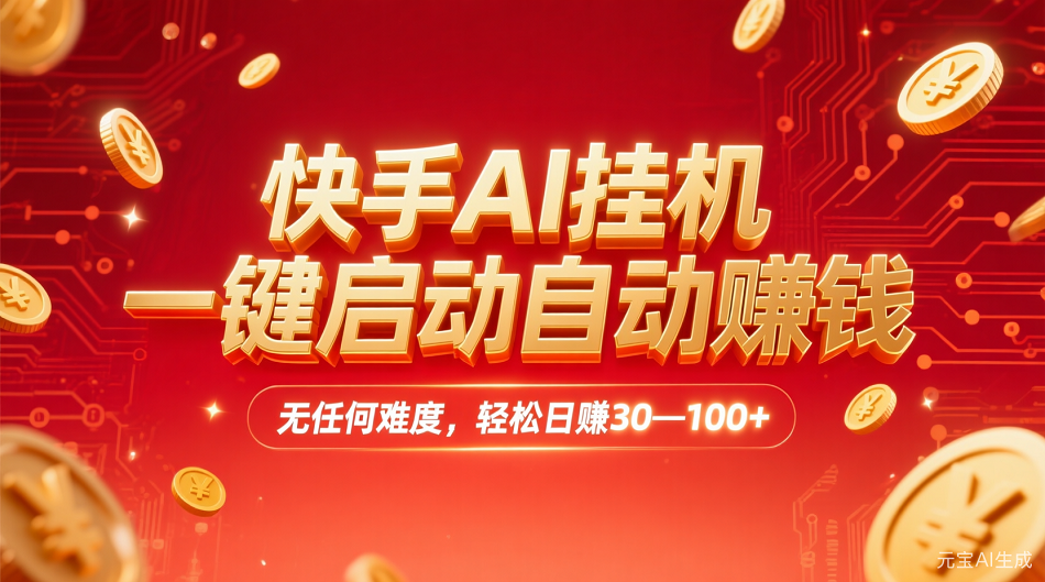 快手AI，一键启动自动赚钱 无任何难度，轻松一天30—100+-靠谱项目库