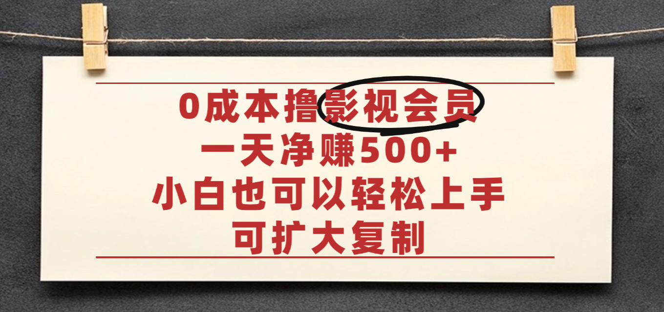 亲测，0成本可批量操作，靠卖影视会员实测月入30000+-靠谱项目库