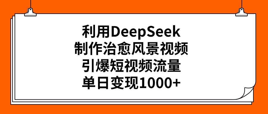 利用DeepSeek，制作治愈风景视频，引爆短视频流量，单日变现1000+-靠谱项目库
