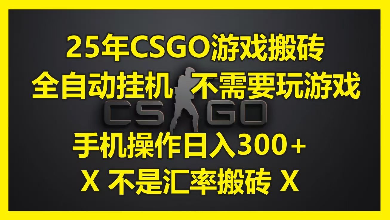 25年CSGO游戏搬砖，全自动挂机，不需要玩游戏，手机操作日入300+。(不是汇率搬砖)-靠谱项目库