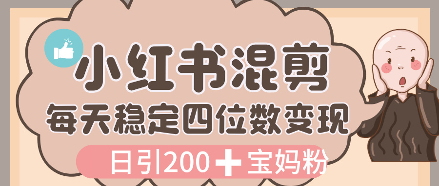 价值 3980 的小红书混剪， 虚拟变现，日引 200+宝妈创业粉，每天稳定四位数变现-靠谱项目库