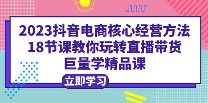 2023抖音电商核心经营方法：18节课教你玩转直播带货，巨量学精品课-靠谱项目库