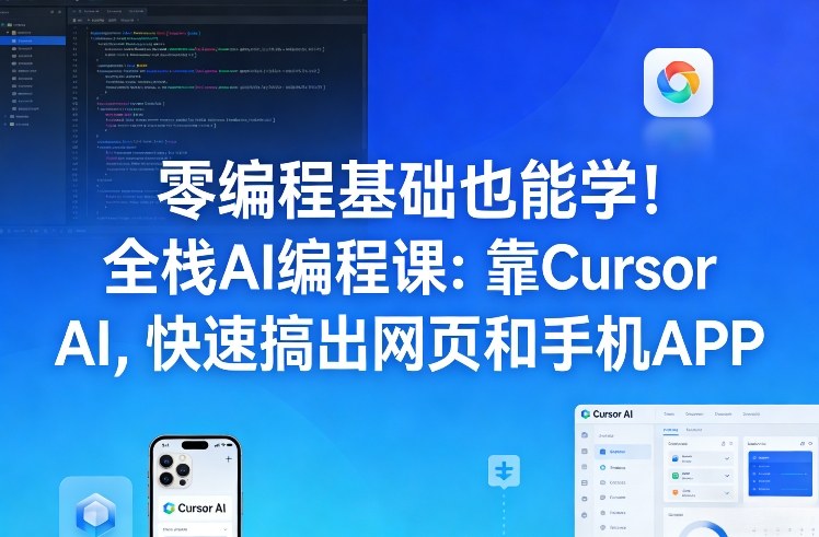 零编程基础也能学！全栈AI编程课：靠Cursor AI，快速搞出网页和手机APP-靠谱项目库