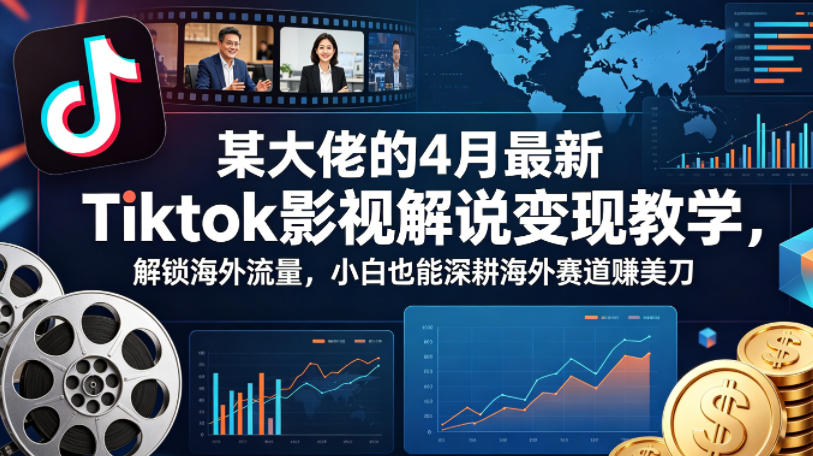 某大佬的4月最新Tiktok影视解说变现教学，解锁海外流量，小白也能深耕海外赛道賺美刀-靠谱项目库