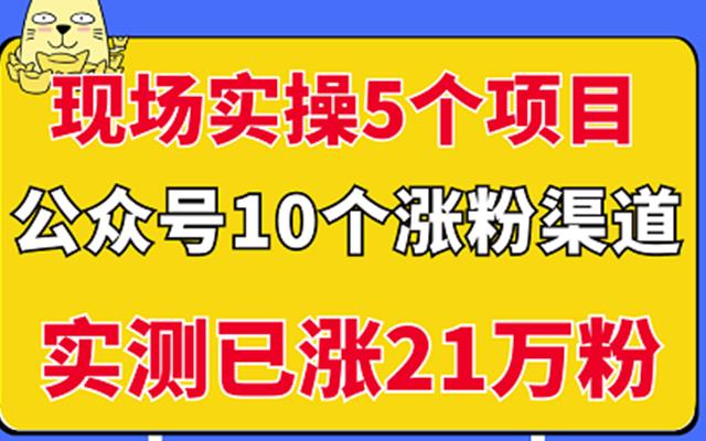 现场实操5个公众号项目，10个涨粉渠道，实测已涨21万粉！-靠谱项目库