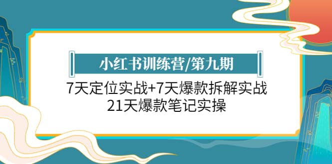 小红书训练营/第九期：7天定位实战+7天爆款拆解实战，21天爆款笔记实操-靠谱项目库