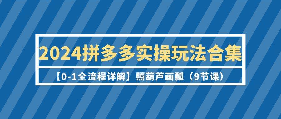 （9559期）2024拼多多实操玩法合集【0-1全流程详解】照葫芦画瓢（9节课）-靠谱项目库