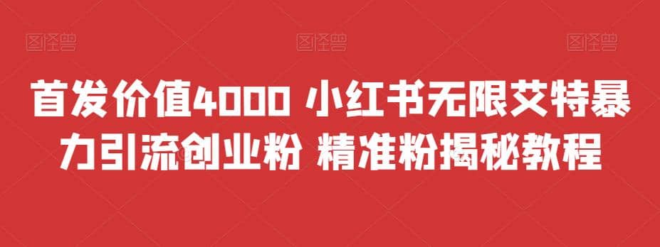 首发价值4000 小红书无限艾特暴力引流创业粉 精准粉揭秘教程-靠谱项目库