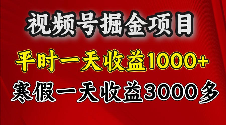 视频号掘金项目，寒假一天收益3000多-靠谱项目库