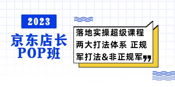 2023京东店长·POP班 落地实操超级课程 两大打法体系 正规军&非正规军-靠谱项目库