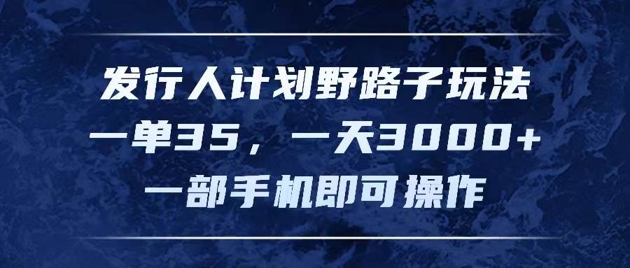 （11750期）发行人计划野路子玩法，一单35，一天3000+，一部手机即可操作-靠谱项目库